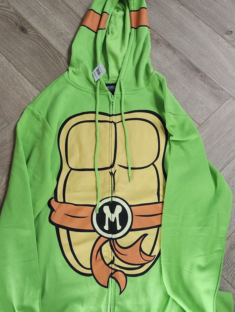 New TMNT Hoodie Full Zip Long Sleeves Michaelangelo Medium